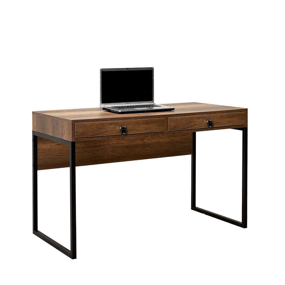 Birou CMS-922-OO-1 Home Collection® Profile cu cadru metalic si 2 sertare, Maro, 120x79x60 cm