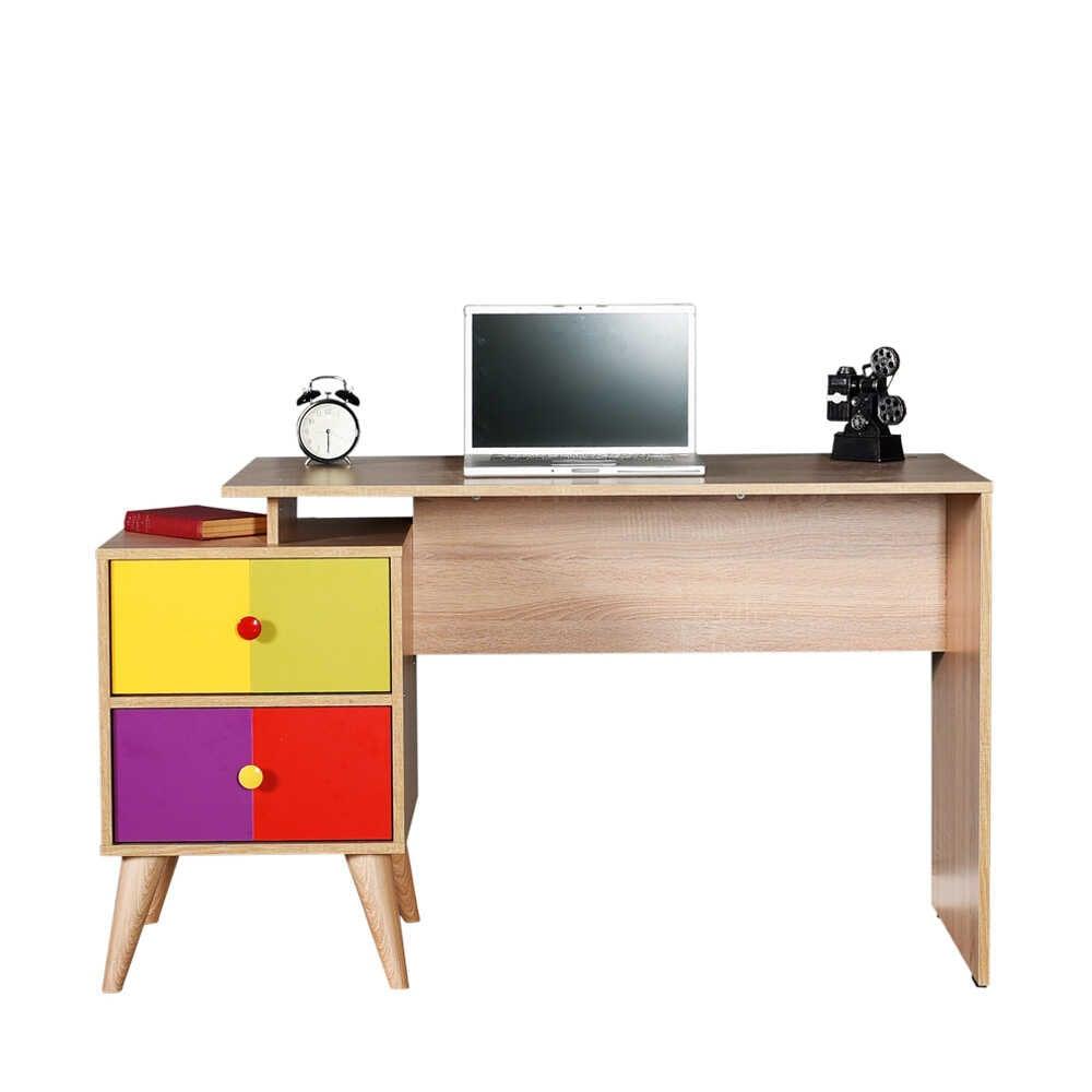 Birou CMS-920-SX-1 Home Collection® Rainbow, cu 2 sertare, Sonoma, 128x75x57 cm