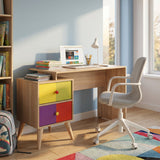 Birou CMS-920-SX-1 Home Collection® Rainbow, cu 2 sertare, Sonoma, 128x75x57 cm