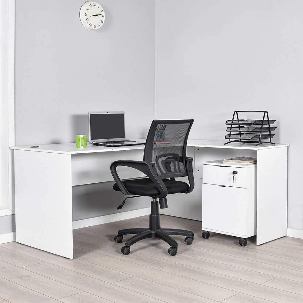 Birou RMS-320-DD-1 Home Collection® L Rio Office, Interschimbabil, Masa de colt, 160x75x144 cm - Alb | SKU: RMS-320-DD-1, RMS-320-AX-1, RMS-320-FF-1, RMS-320-OO-1