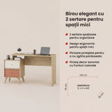 Birou TCM-920-FX-1 Home Collection® Tiffany, cu 2 sertare, Multicolor, 129x75x55 cm