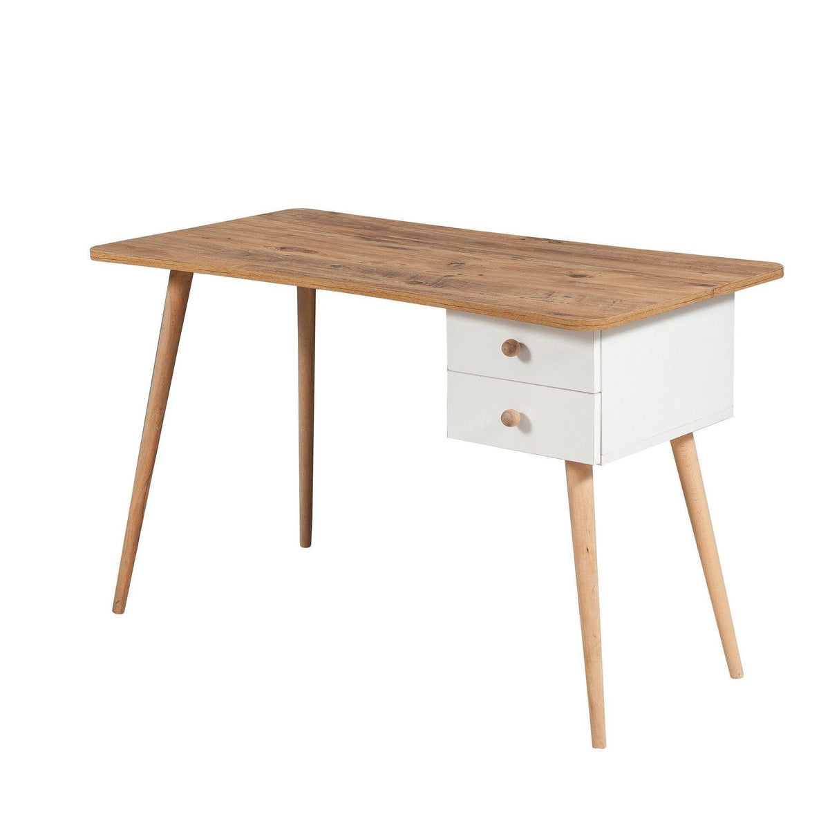 Birou Albina, Pin, Stejar - Alb, 120x77x60 cm