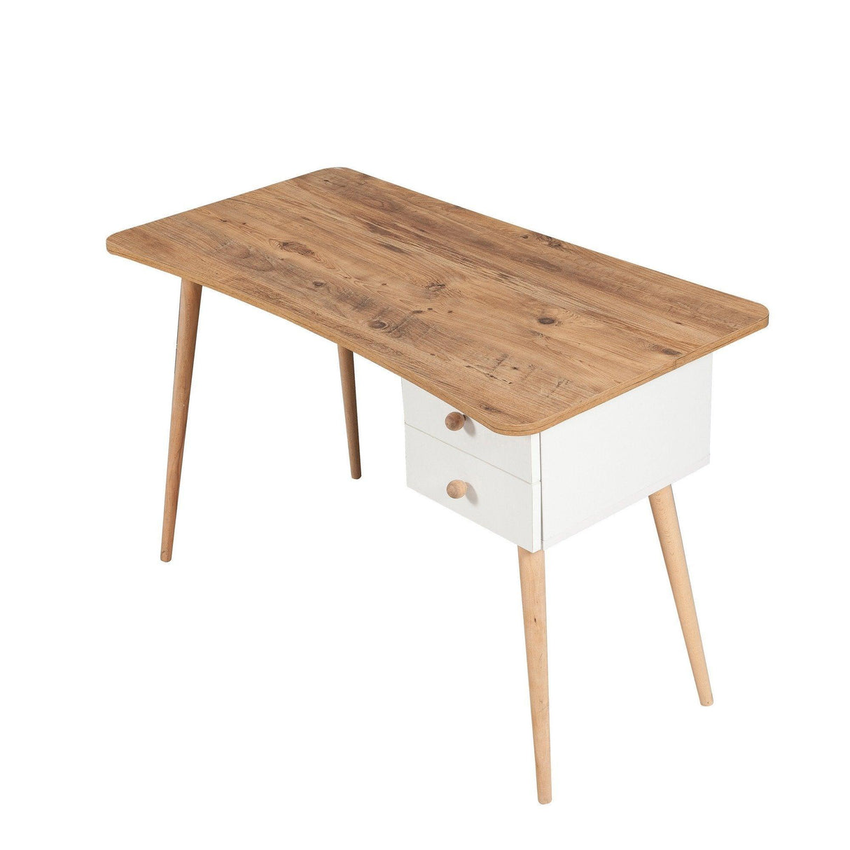 Birou Albina, Pin, Stejar - Alb, 120x77x60 cm