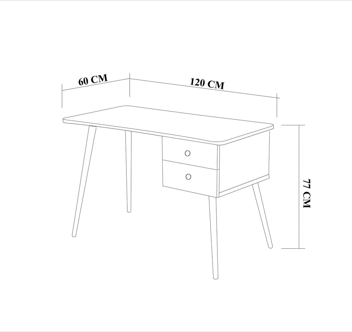 Birou Albina, Pin, Stejar - Alb, 120x77x60 cm