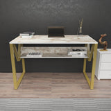 Birou Anol Elegant cu loc de depozitare, 120x73x60 cm - Auriu alb