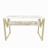 Birou Anol Elegant cu loc de depozitare, 120x73x60 cm - Auriu alb