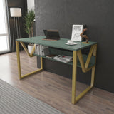 Birou Anol Elegant cu loc de depozitare, 120x73x60 cm - Auriu verde