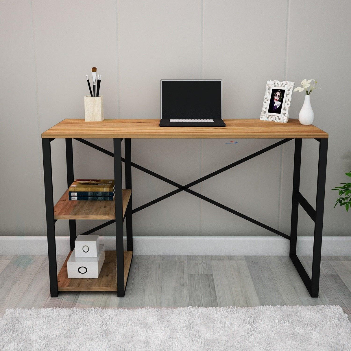Birou Athena, Nuc - Negru, 120x65x72 cm