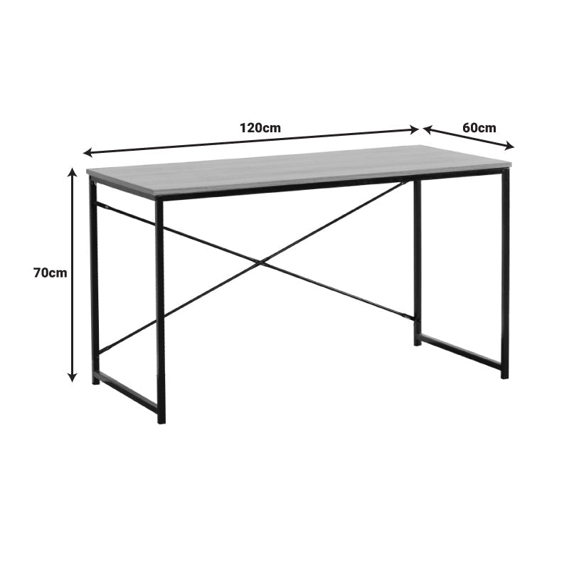 Birou Bailon Stejar cu metal, negru, 120x60x70 cm