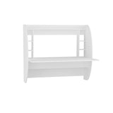 Birou Buglem Elegant cu biblioteca, Alb, 124x120x55 cm