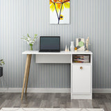 Birou Cannas cu sertar si raft, Alb, 110x74x50 cm