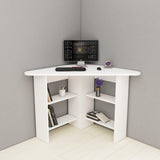 Birou Colt Bellingham cu Rafturi, Design Ergonomic, 80x74x80 cm - Alb