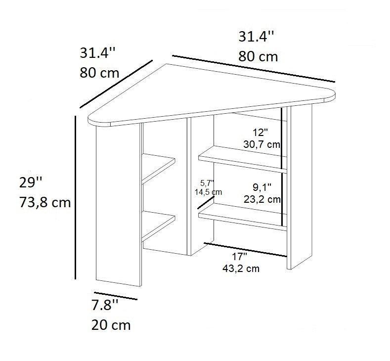 Birou Colt Bellingham cu Rafturi, Design Ergonomic, 80x74x80 cm - Alb