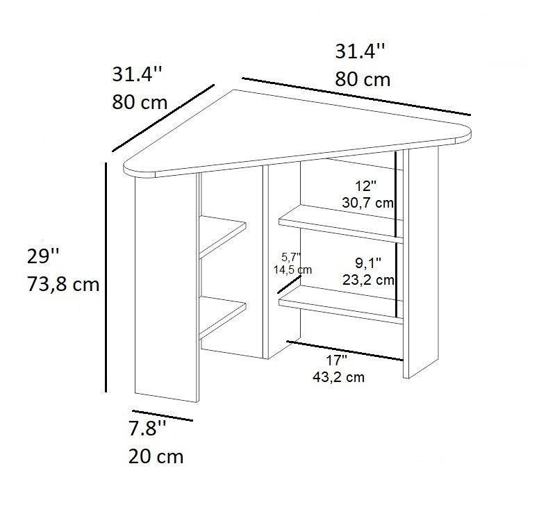 Birou Colt Bellingham cu Rafturi, Design Ergonomic, 80x74x80 cm - Stejar