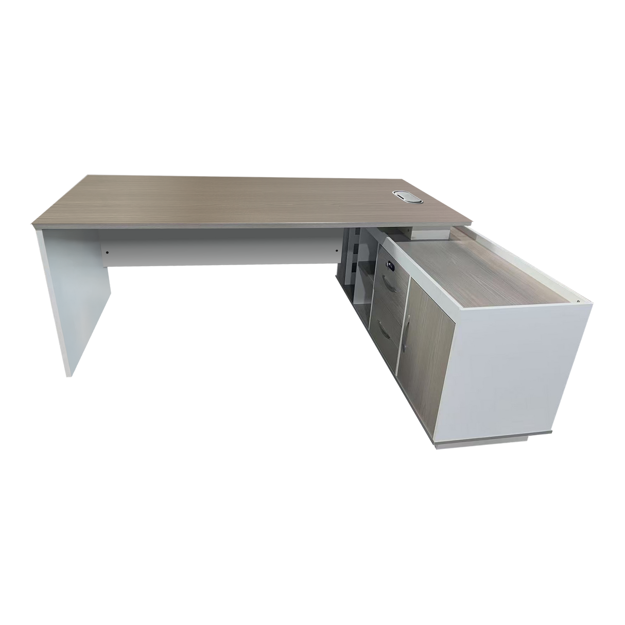 Birou colt de lucru profesional Armadi, Sonoma-Alb, 200x90x75 cm