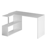 Birou Colt Estelle cu rafturi, Alb, 130x74x94 cm