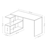 Birou Colt Estelle cu rafturi, Alb, 130x74x94 cm