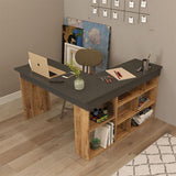 Birou colt Rosaline, Alb - Stejar, 120x129x72 cm - Stejar