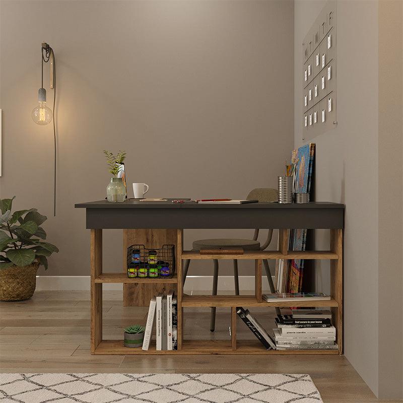 Birou colt Rosaline, Alb - Stejar, 120x129x72 cm - Stejar