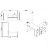 Birou colt Rosaline, Alb - Stejar, 120x129x72 cm - Stejar