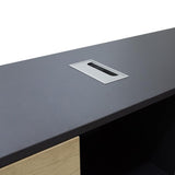 Birou reversibil Lotus, Negru - Stejar, 180x140x75 cm - Negru