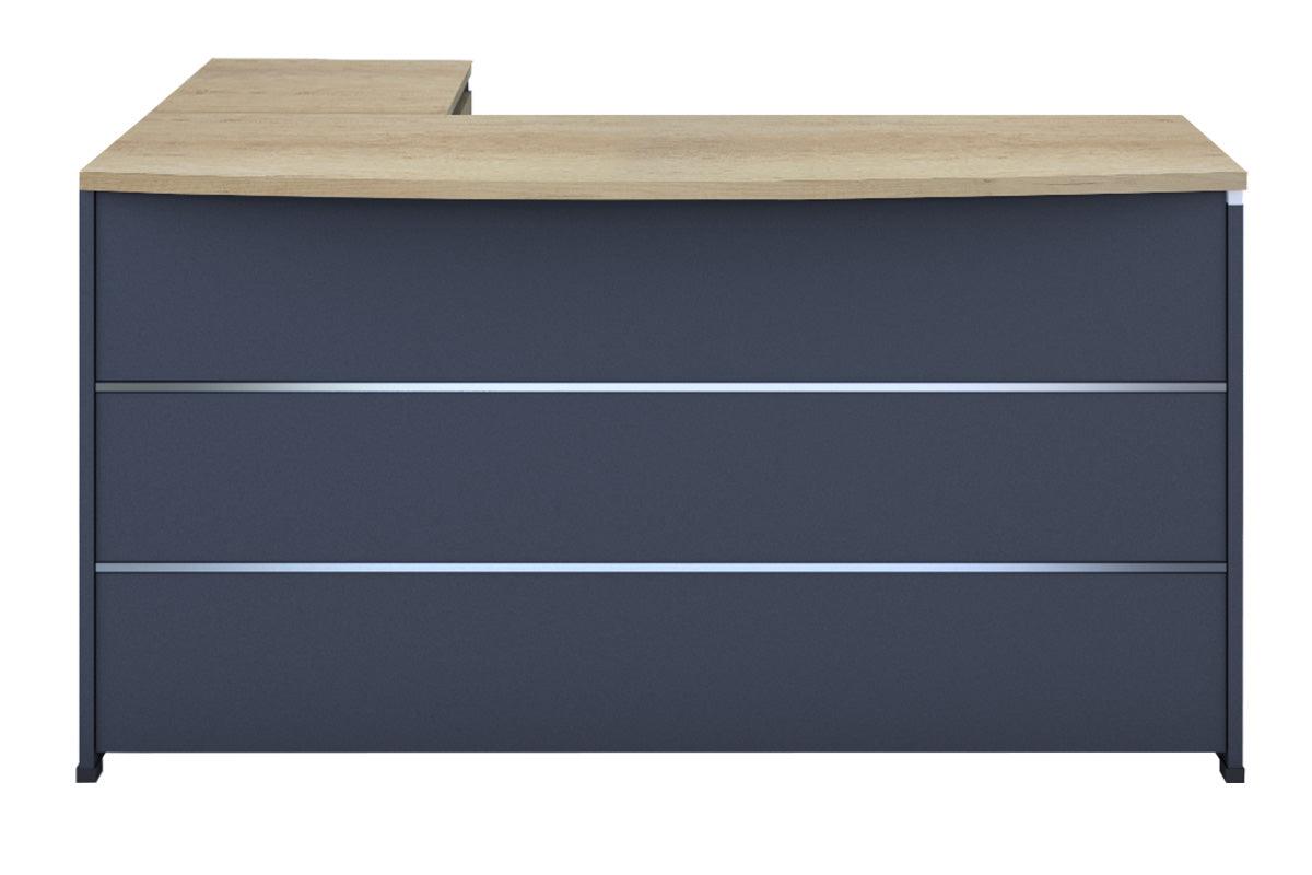 Birou reversibil Lotus, Negru - Stejar, 180x140x75 cm - Stejar