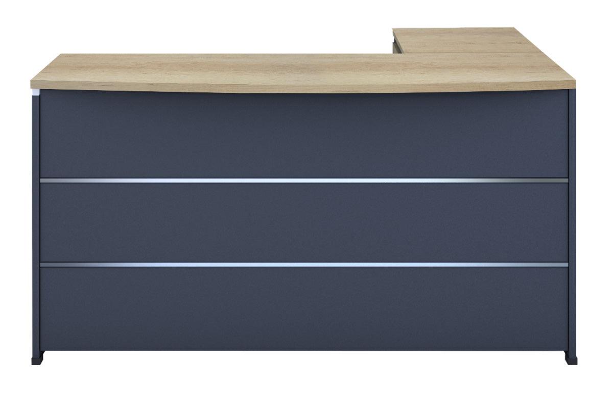 Birou reversibil Lotus, Negru - Stejar, 180x140x75 cm - Stejar