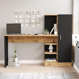 Birou CT2 Atlantic Pine-Negru, Stejar, 152x120x40 cm