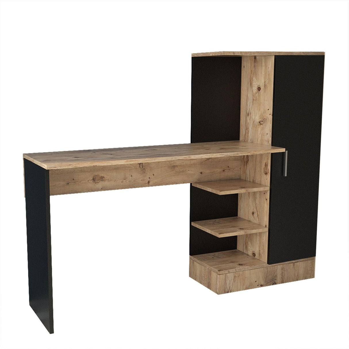 Birou CT2 Atlantic Pine-Negru, Stejar, 152x120x40 cm