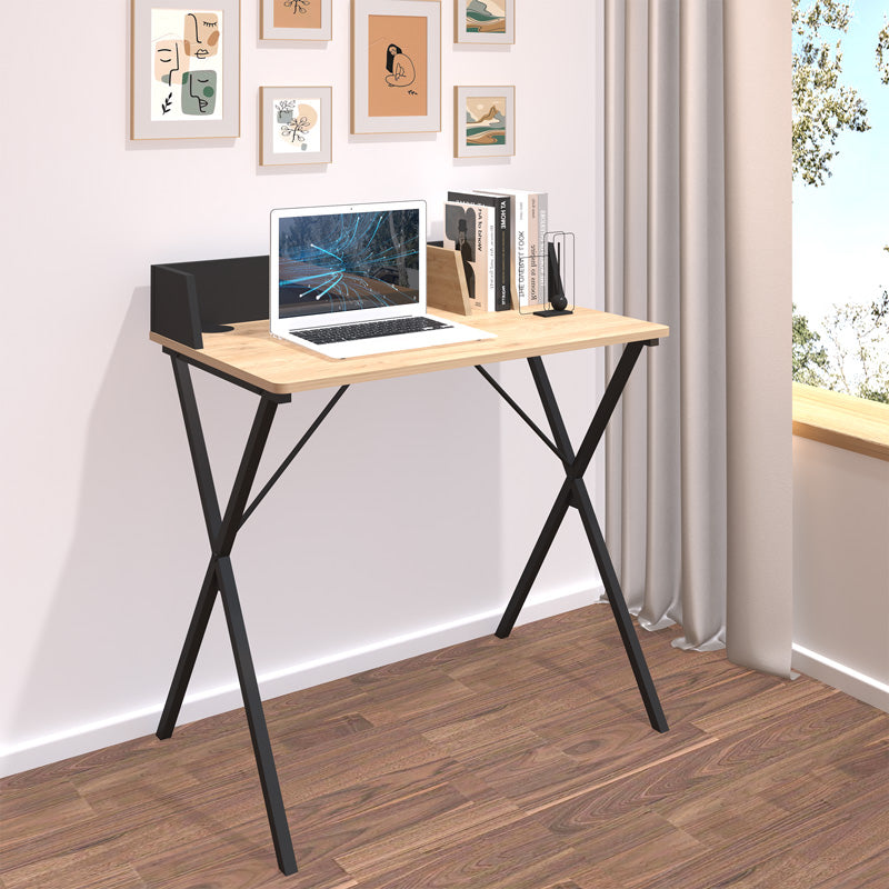 Birou cu aspect modern Zervan, metal și Lemn, Stejar - Negru, 80x50x84 cm