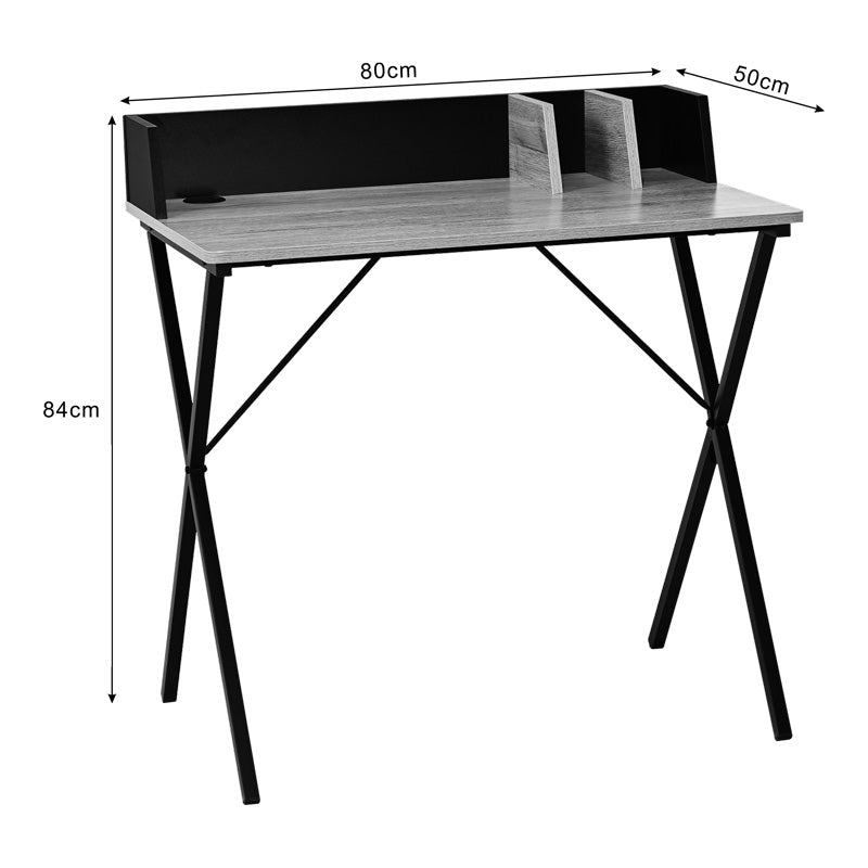Birou cu aspect modern Zervan, metal și Lemn, Stejar - Negru, 80x50x84 cm