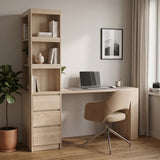 Birou cu bibliotecă Cliner, Stejar, 140x50x180 cm
