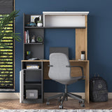 Birou cu Biblioteca Dani cu 2 Usi si 6 Rafturi, Stejar - Gri, 117x160x46 cm