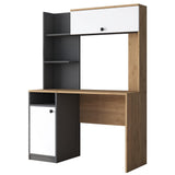 Birou cu Biblioteca Dani cu 2 Usi si 6 Rafturi, Stejar - Gri, 117x160x46 cm