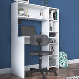 Birou cu biblioteca Erou, Stejar - Alb, 113x142x40 cm - Alb