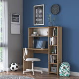 Birou cu biblioteca Erou, Stejar - Alb, 113x142x40 cm - Stejar