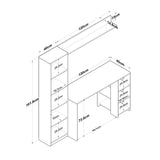 Birou cu Biblioteca Nic cu 9 Rafturi, Gri - Nuc, 120x45x73.8 cm