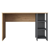 Birou cu Biblioteca Nic cu 9 Rafturi, Gri - Nuc, 120x45x73.8 cm