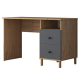 Birou cu Biblioteca Nili 7 rafturi si cu Sertare, Antracit de nuc, Nuc Alb, 120x50x161.8 cm - Antracit de nuc