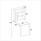 Birou cu raft de perete pliabile Elegant, Alb, 59x16x80.2 cm