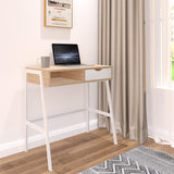 Birou Rezio cu raft si sertar, 75x45x76 cm - Stejar-Alb
