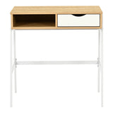 Birou Rezio cu raft si sertar, 75x45x76 cm - Stejar-Alb