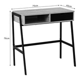 Birou Rezio cu raft si sertar, 75x45x76 cm - Stejar-Negru