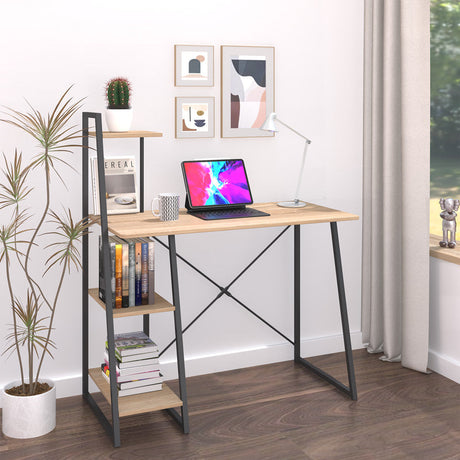 Birou cu rafturi Deckstor, metal și Lemn, Stejar, 102x50x117 cm