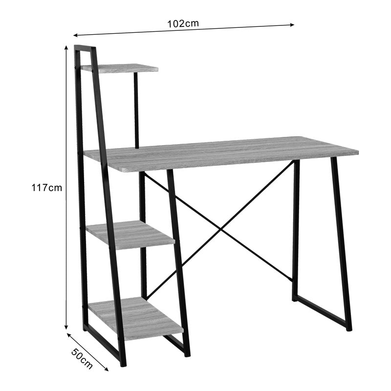 Birou cu rafturi Deckstor, metal și Lemn, Stejar, 102x50x117 cm
