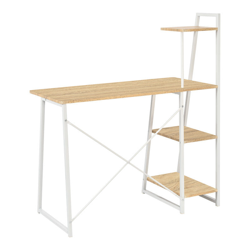 Birou cu rafturi Deckstor, Stejar, albe, 102x50x117 cm