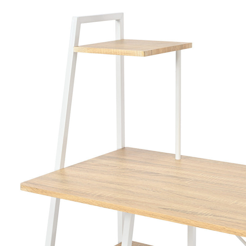 Birou cu rafturi Deckstor, Stejar, albe, 102x50x117 cm