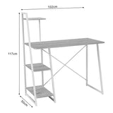 Birou cu rafturi Deckstor, Stejar, albe, 102x50x117 cm