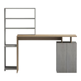 Birou Meza cu raft si dulap, 146x55x129 cm - Sonoma-Gri Ciment