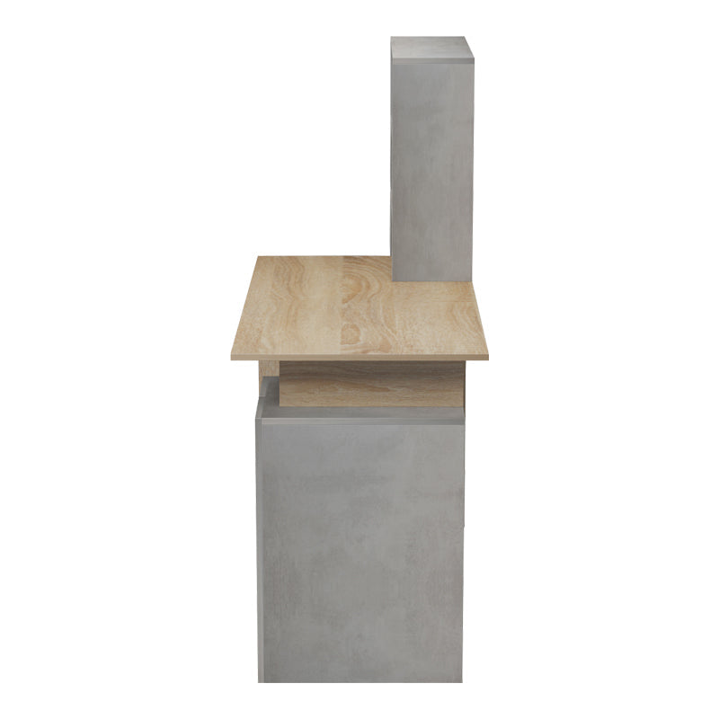 Birou Meza cu raft si dulap, 146x55x129 cm - Sonoma-Gri Ciment